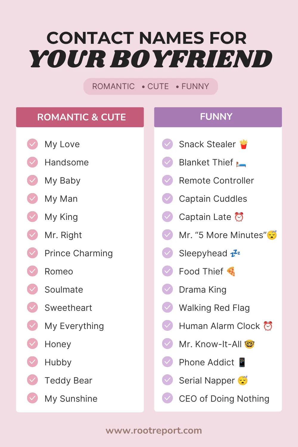 Contact Names for Your Boyfriend