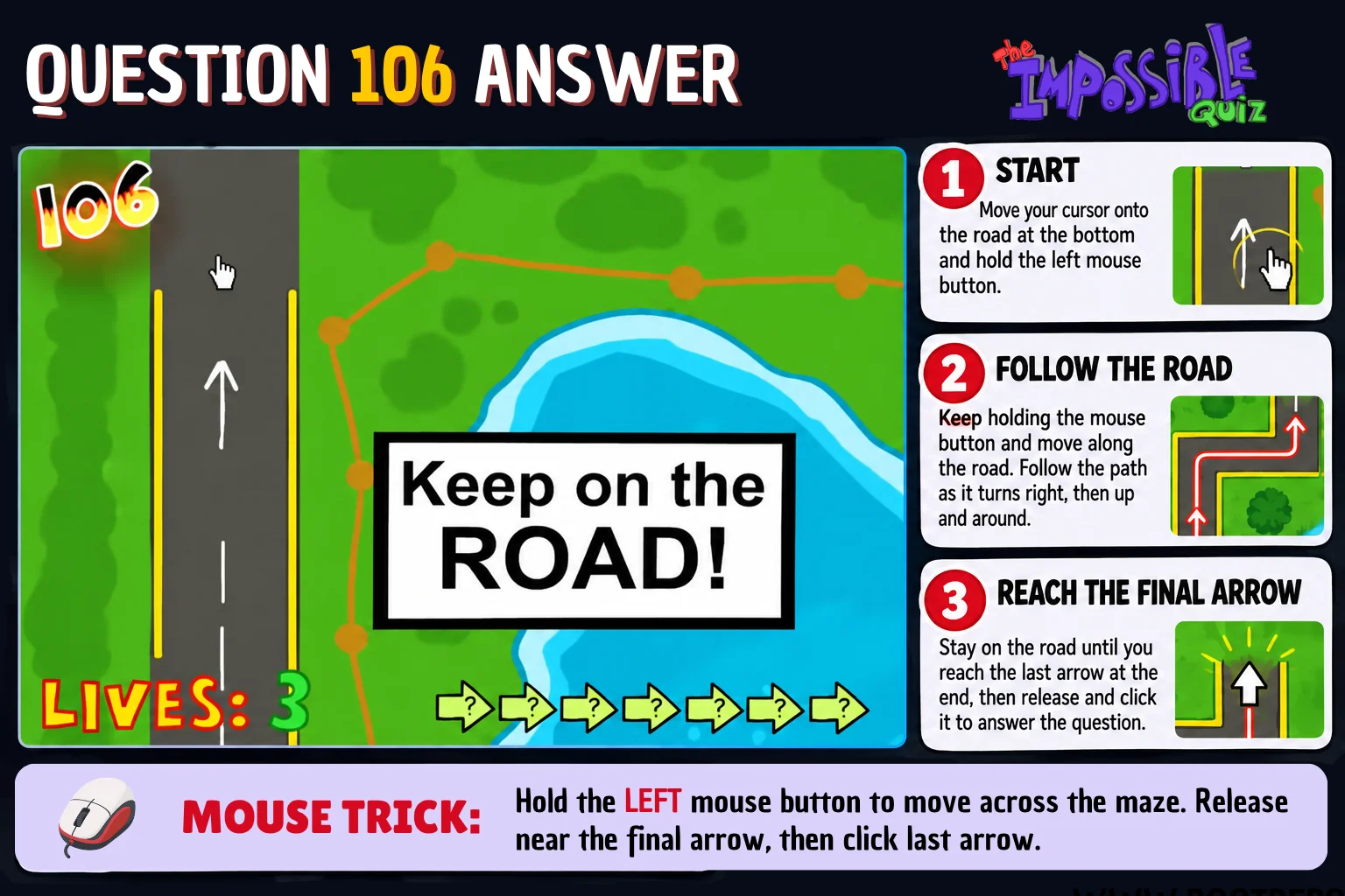 impossible quiz question 106 maze answer